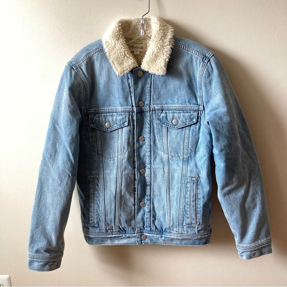 Denim Jacket Sherpa Madewell in Eaves Wash Men's XS - Picture 1 of 10